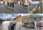 Accident grav la Prisaca Dornei.Un microbuz s-a răsturnat în afara șoselei