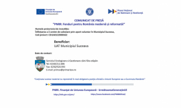 PNRR: UAT Municipiul Suceava implementează proiectul „Înfiinţarea a 2 centre de colectare prin aport voluntar în  Municipiul Suceava”