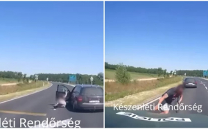 Scene desprinse din filme. Un șofer român, urmărit de poliție în Ungaria, a sărit din mașina aflată în mers.