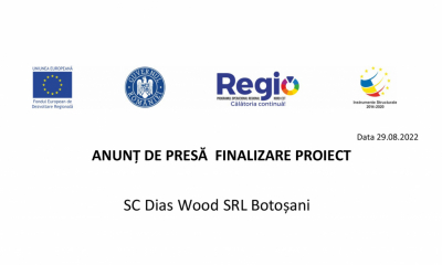 SC Dias Wood SRL Botoșani – Anunț de presă  finalizare proiect