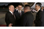 Imagini difuzate de Kremlin: Putin aterizează în Coreea de Nord și este primit regește de Kim Jong-Un