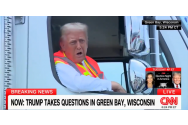 Trump s-a prezentat la un miting într-un camion de gunoi după ce Joe Biden i-a numit „gunoi“ pe susținătorii săi