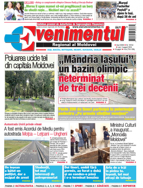 Prima pagină | Evenimentul, 05 august 2024