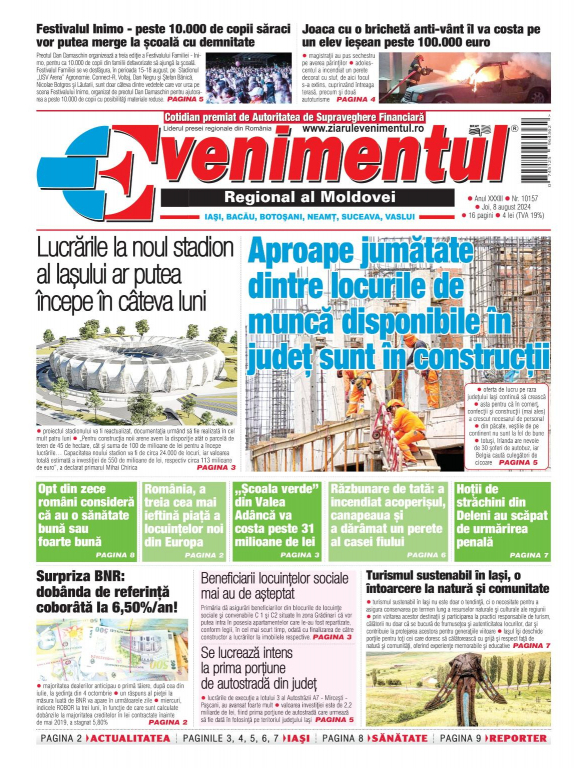 Prima pagină | Evenimentul, 08 august 2024