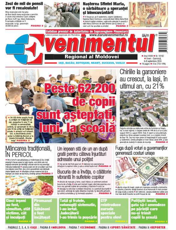 Prima pagină | Evenimentul 06 septembrie 2024