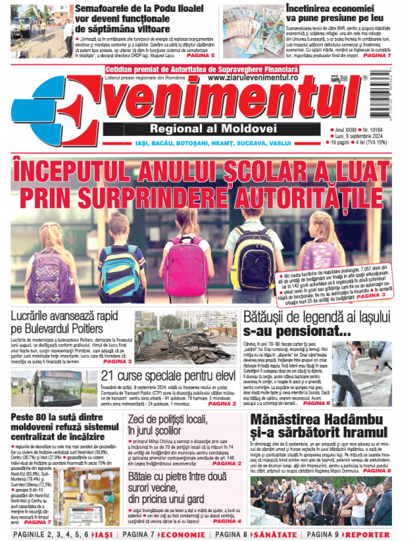 Prima pagină | Evenimentul 09 septembrie 2024