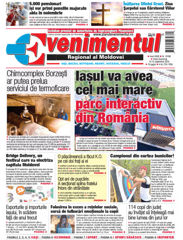 Prima pagină | Evenimentul 13 septembrie 2024