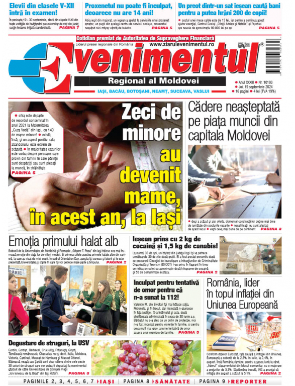 Prima pagină | Evenimentul 19 septembrie 2024