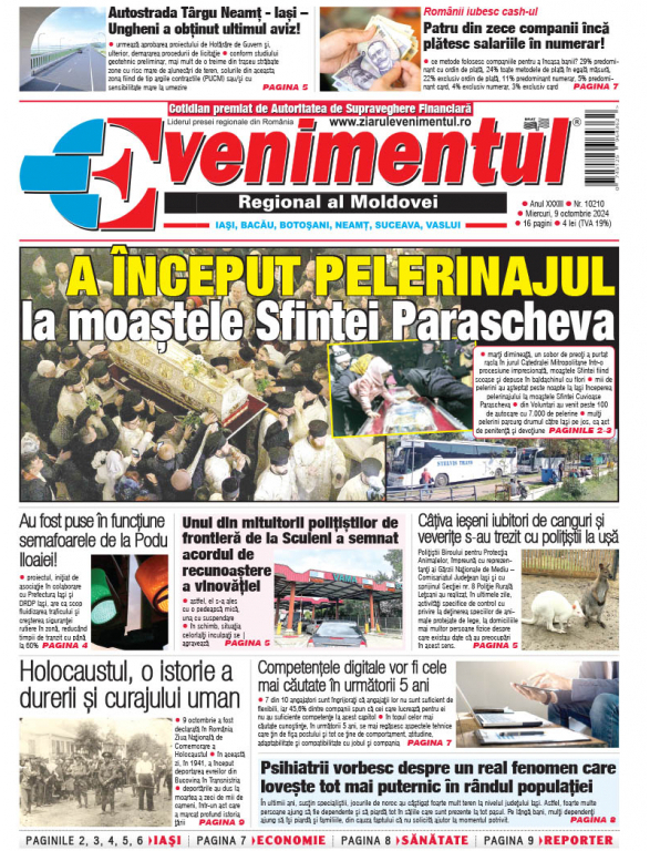 Prima pagină | Evenimentul 09 octombrie 2024