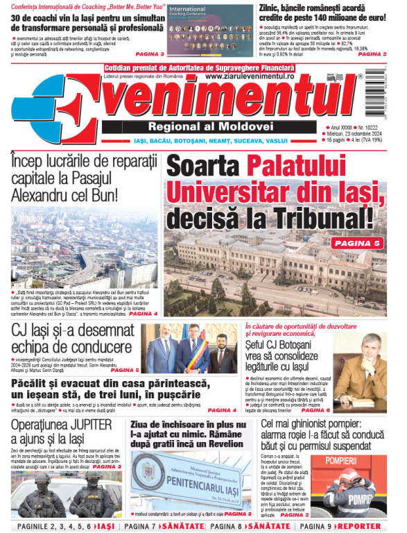 Prima pagină | Evenimentul 23 octombrie 2024