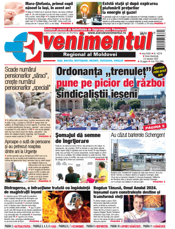 Prima pagină | Evenimentul 03 ianuarie 2025