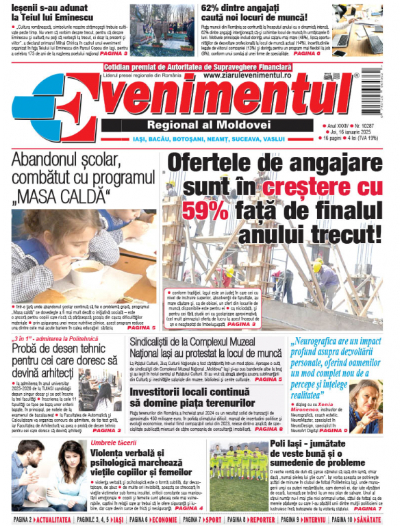 Prima pagină | Evenimentul 16 ianuarie 2025