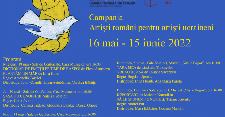 Spectacole-lectură la MNLR Iași pentru susținerea artiștilor din Ucraina