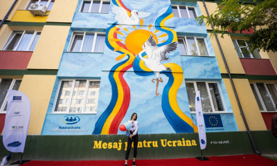 Cea mai mare pictură murală din Suceava – mesaj de solidaritate pentru Ucraina  cu ocazia Zilei Cooperării Europene!
