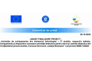 ANUNȚ FINALIZARE PROIECT - „Achiziția de echipamente din domeniul tehnologiei – IT mobile, comuna Vorniceni