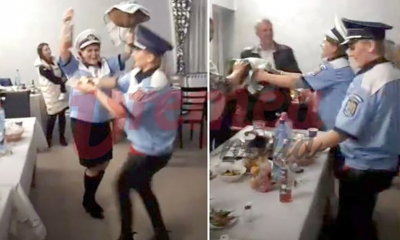 FOTO/VIDEO - Scandal la IPJ Vaslui. Două infirmiere, îmbrăcate în polițiste, filmate în timp ce se destrăbălau la o nuntă