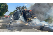  Camion în flăcări, la Botoșani. Circulația până la Târgu Frumos a fost blocată