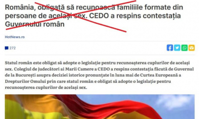 Asociația Pro-Vita București: Decizia CEDO NU obligă la recunoașterea căsătoriei între persoane de același sex / Singurul scop al parteneriatului civil este de a goli de sens juridic căsătoria care este protejată prin Constituție