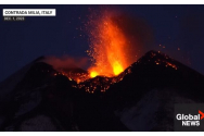 Vulcanul Etna a erupt din nou, aruncând lavă fierbinte pe versanții săi înzăpeziți