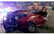  Accident înfiorător în Constanța: O mașină a lovit cu vitează un sens giratoriu; șoferul a murit