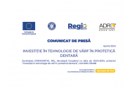 Societatea DORADENTAL SRL, derulează începând cu data de 03.04.2024, proiectul “Investiție în tehnologie de vârf în protetică dentară”, cod SMIS 313498